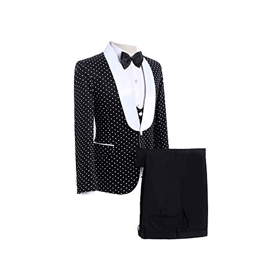 Costume homme slim fit 2 pièces élégant noir avec col châle et un bouton HOTK