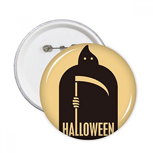 Badge Halloween noir Azrael multicolore rond M avec attache robuste pour vêtements