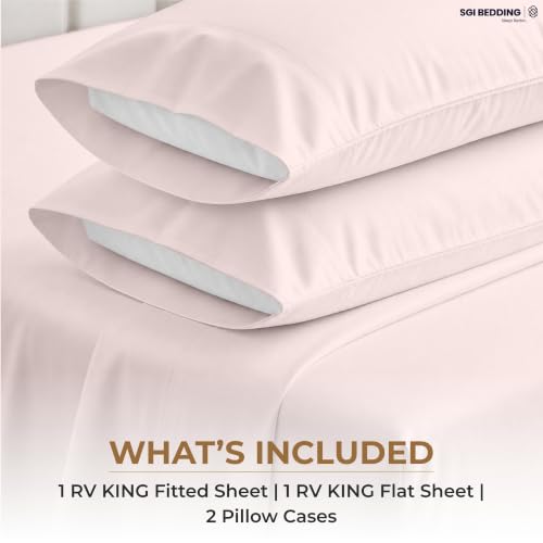 Image of SGI bedding 100% Egyptian Cotton Sheets RV King Size - 600 Thread Count Sheets Set, Soft, Cooling, 15 inch Deep Pocket, Luxury Hotel Bedding, Breathable, Durable - Blush