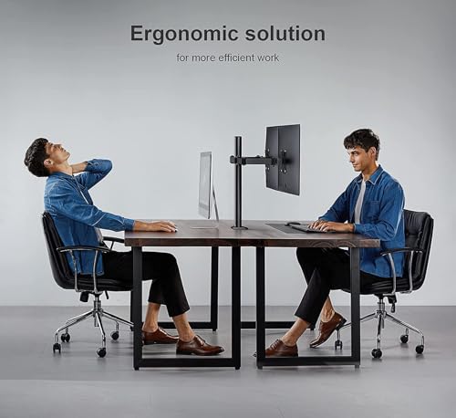 Image of SYGA Double Monitor Stand Dual Arm Desk Mount for Screen Size 10 inch to 30 inch Fully Height Adjustable Bracket Ergonomic 180 Tilt, 360 Rotation & 360 Swivel Arm - VESA Dimensions: 75x75-100x100 - Dual