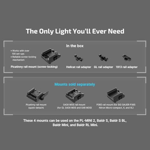 Image of OLIGHT PL-Mini 3 Valkyrie 600 Lumens Compact Tactical Picatinny /GL /Hellcat Rail-Mounted Weaponlight with Two Included Rechargeable and Removable Battery, Pistol Light with Strobe Mode (Black)