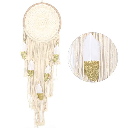 Atrapasueños de plumas boho para decoración de pared en dormitorio 3