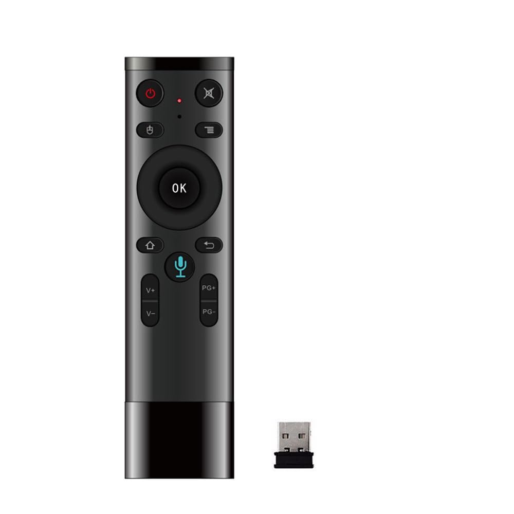 QIWA R5 Gyro Smart Air Mouse Voice Remote, 2.4GHz Wireless Air Fly Mouse with Voice Control, IR Learning, 6-Axis Gyroscope for Smart TV, Android TV Box, PC, Projector