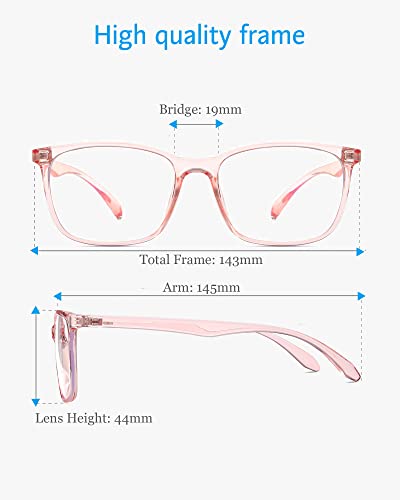 Image of ANRRI Blue Light Blocking Computer Glasses Women Anti Eyestrain UV Filter Lens Lightweight Pink Frame Eyeglasses (Clear Pink)