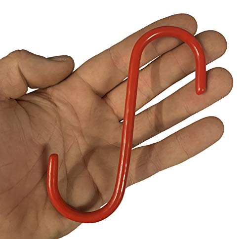 20 Crochets en S rouges isolés de 12 cm en métal robuste