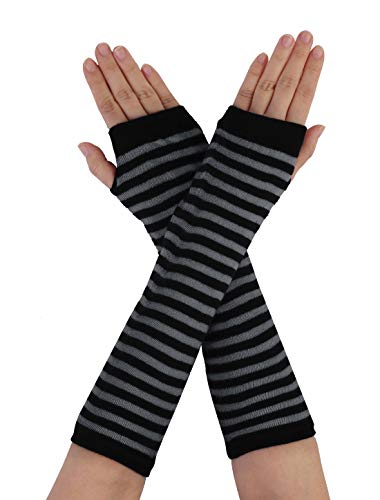 Guantes de punto sin dedos con rayas Allegra K de talla única para mujer