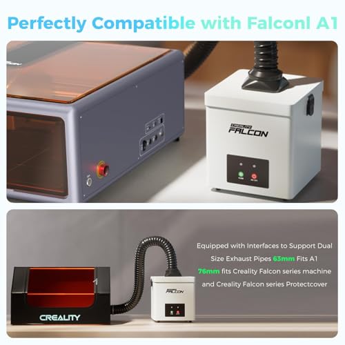 Extracteur de Fumée Creality Falcon YW45 pour Graveur Laser A1, Système de Filtration à 2 Couches, 3 Niveaux de Vitesse, Faible Bruit <68dB, Compatible Tuyaux d'Évacuation 63mm/76mm – vue 2