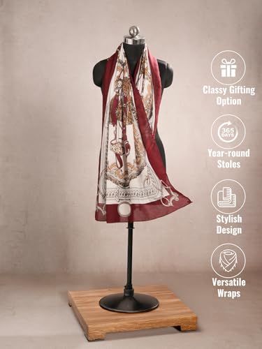 Image of Viscose Scarf for Women | Lightweight & Long | Stole for Women - Stylish Design | Neck Scarf, Hair Scarf, & Head Scarf for Women & Girls | All Season Accessory