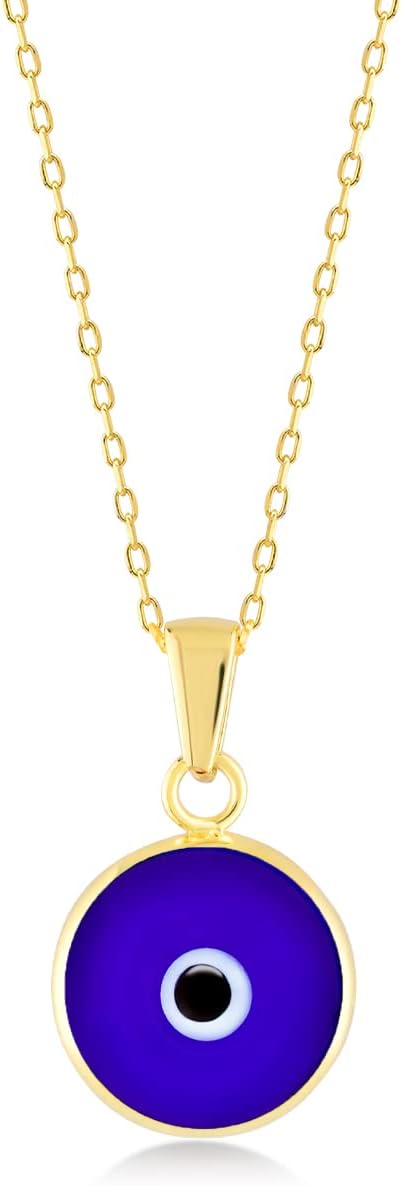 Gelin Evil Eye Charm Pendant Necklace in 14K Solid Gold