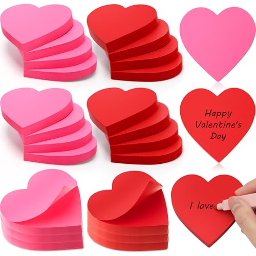 Bloc de notes adhésives cœur Jetec mémo autocollant rose rouge Saint-Valentin papier