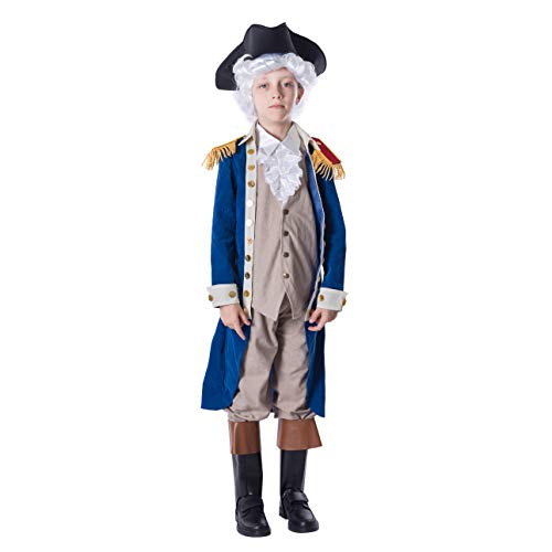 Spooktacular Creations George Washington Costume for Kids, Colonial Boys Costume with Wig and Hat for Halloween DressUp Party3