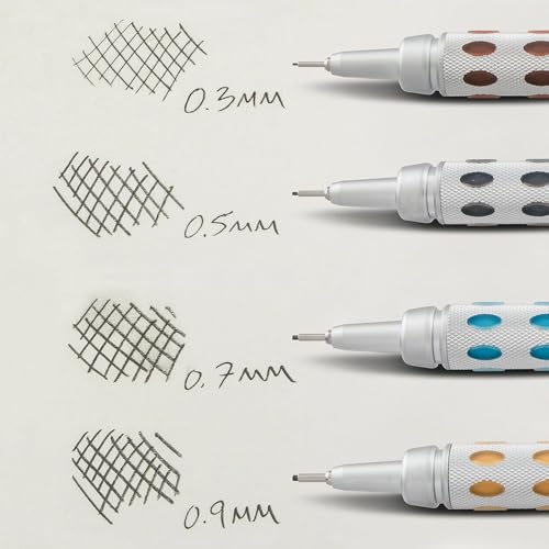 Image of Pentel 0.3 MM Mechanical Drafting Pencil (PG1013) Metal Clip With Retractable Mechanism Dual Metal & Rubber Grip | Pack Of 1 Silver & Brown