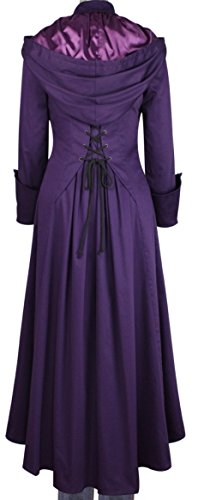 (Xs-28) Vincent – Royal Purple Long Trench Usa Stock Gothic Hooded Steampunk Coat (P28) #TOP1