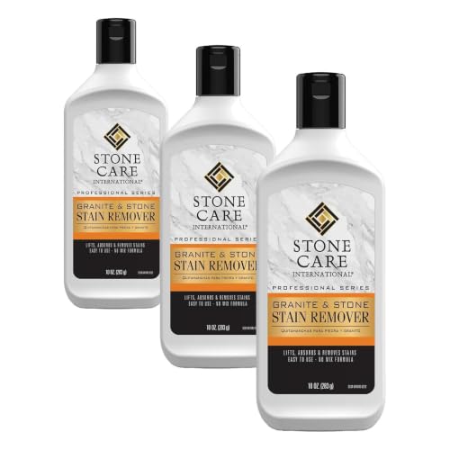 Image of Stone Care International Stone Stain Remover - 10 Ounce - Stain Remover for Food, Coffee, Red Wine, Ink, Mildew, Oil Stains (Pack of 3)
