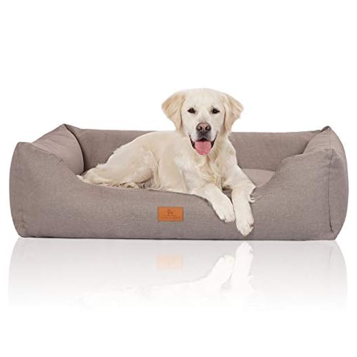 Knuffelwuff 14097-014 Hundebett Hundekörbchen Hundesofa Hundekissen Hundekorb Bezug Waschbar Grosse Hunde Xxl Lotte Lichtgrau