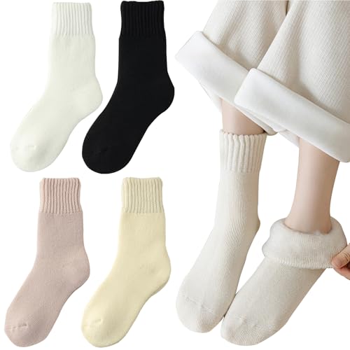 Image of Women's Warm Thick Socks Thermal Plush Winter Casual Cotton Cozy Socks Perfect Gifts for Women