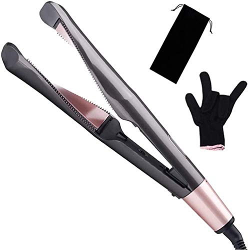 Hair Straightener 2 in 1 Flat Iron for Hair Styling Professional Ceramic Tourmaline Straightening Curler Wand Dual Voltage with LCD Digital Display