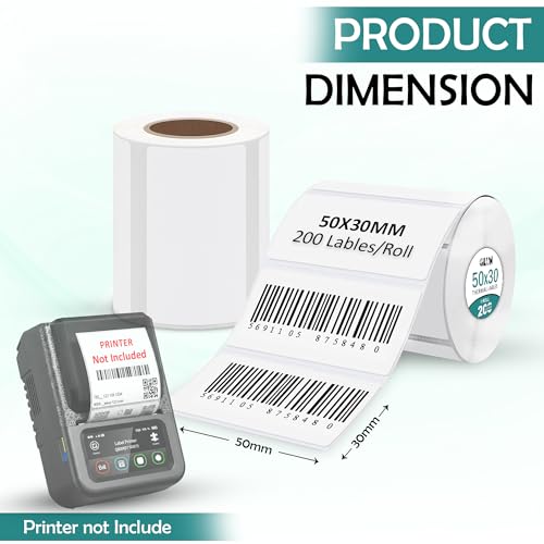 Image of GLUN Thermal Labels 50mm x 30mm | 2 Inch Self Adhesive Sticker Roll | Barcode, Shipping, Address Labels for Thermal Printer | 1000 Stickers (Printer Not Included)