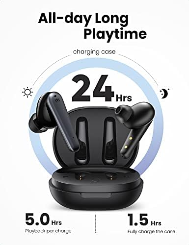 UGREEN HiTune T1 Wireless Earbuds, Wireless headphones with 4 Mic ENC Noise Reduction, Bluetooth Earphones Hifi Stereo, 24Hour Playtime, SuperBass Mode, Bluetooth Earbuds for Phone Tablet PC (Black)