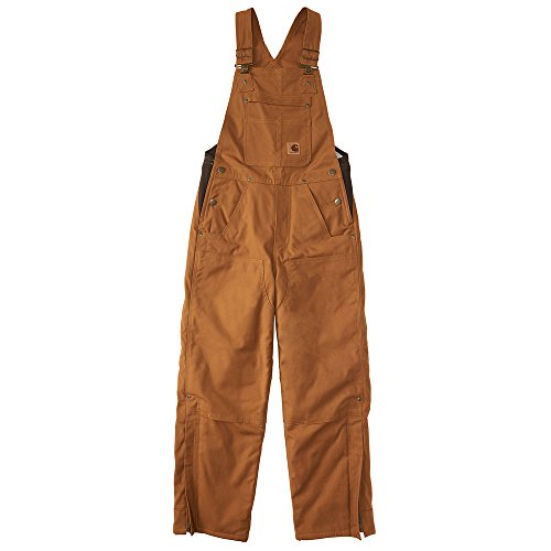 Carhartt Boys' Big Canvas Bib Overall Quilt Lined, Brown, 10