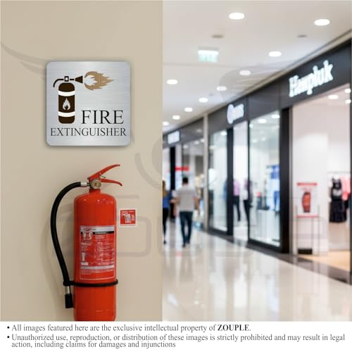 Image of Fire Extingusher Sign, 8x8 Inch, Durable Steel, Dual Mount