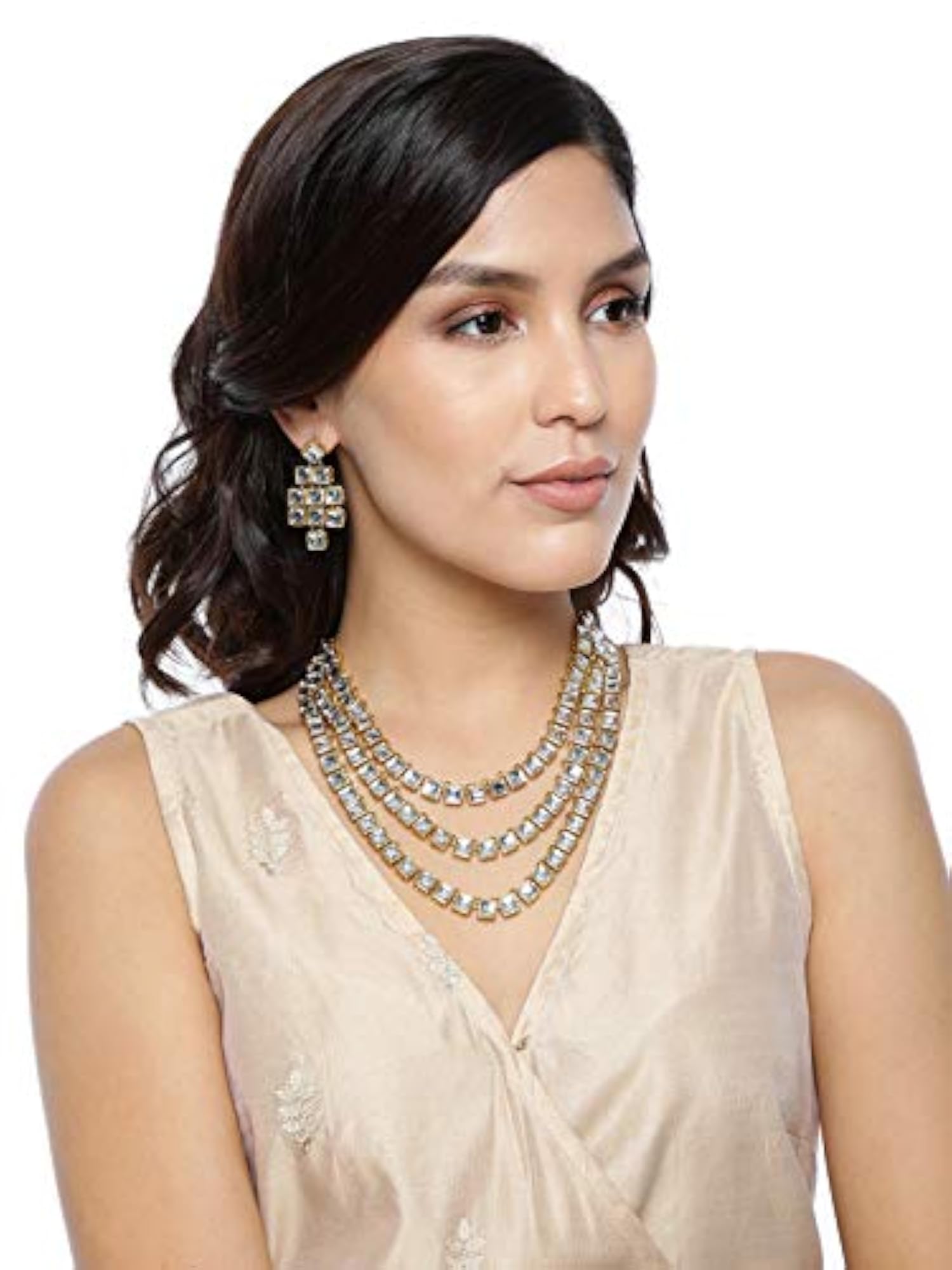 Women's Toned Layer Traditional Necklace Set