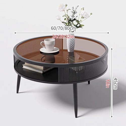 Table basse avec rangement en verre trempé double couche au design épuré