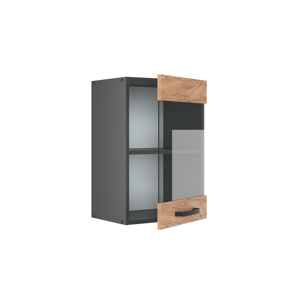 Vicco Mobile da cucina in vetro R-Line, Rovere dorato, 40 cm, per la libera combinazione all'interno di sistemi cucina modulari