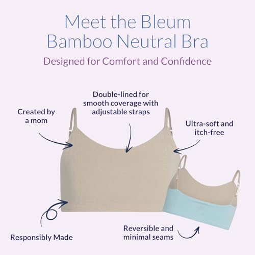 Bleum Neutral Training & First Bra - Ultra Soft Cotton Fabric Reversible for Teens (10, Honey-Sky)2