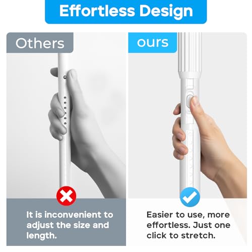 Image of Tension Curtain Rod White Shower Rod 40-103IN Long Curtain Rods No Drilling Adjustable Tension Rods of Shower or Bathroom Outdoor Window Patio Diameter 1.26In
