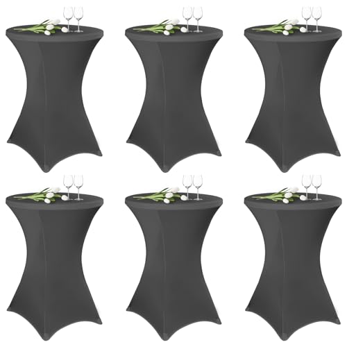 Housse de table haute stretch 80 cm grise de qualité supérieure