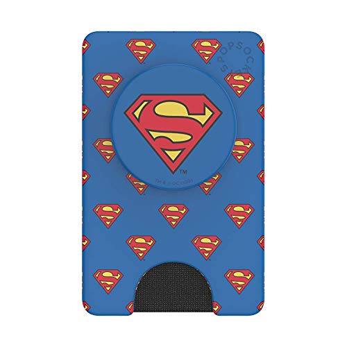 Image of PopSockets Adhesive Phone Wallet and Card Holder with Grip, Marvel - Superman Pattern