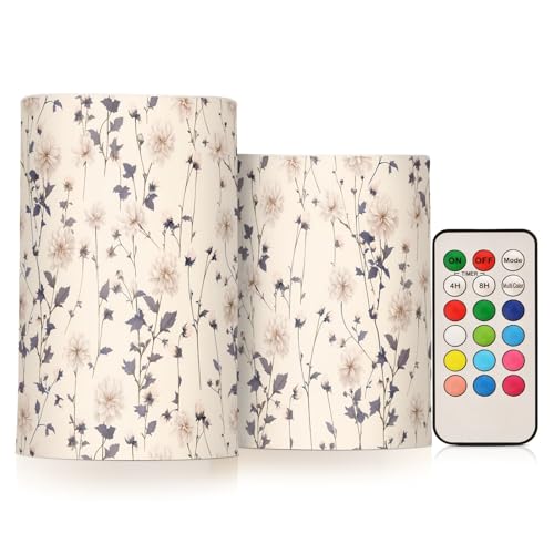 Bougies piliers dahlia beige le cadeau idéal avec télécommande pour fêtes