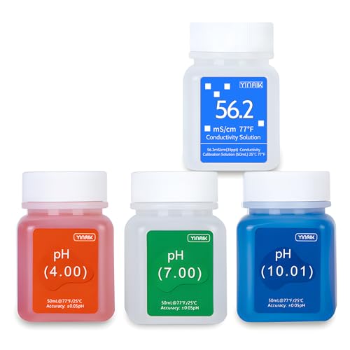 YINMIK pH Buffer Solution, 56.2mS/cm Conductivity Solution, 35.0 PPT Salinity Calibration Liquid, Salt Calibration Solution for Salt Meter of Tank, pH 4.00 7.00 10.01 Calibration Packets for pH Meter