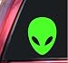 Alien Head Sci-Fi Vinyl Decal Sticker (6" X 4.5", Lime Green)