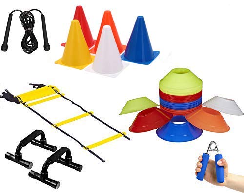 COUGAR Cone Marker, Cone Marker Set, 20 Space Markers, 6 Inch Cones Pack 10 and 8 Meter Ladder with Pushup Stand Gripper & Skipping Rope Agility Combos (B09XMM7YSZ) Amazon Price History, Amazon Price Tracker