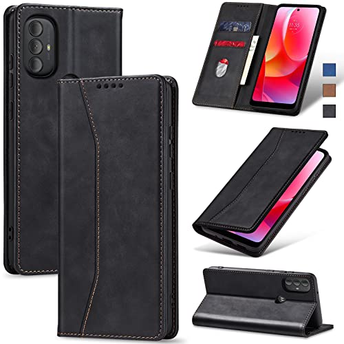 Image of Jasonyu Flip Wallet Case for Moto G Play (2023) /Power (2022) /Pure,Black