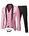 MrSure Mens 3 Piece Tuxedo Set with Bow Tie, Slim Fit One Button Shawl Lapel Blazer Vest Pants, for Formal Prom Party Wedding, Light Pink