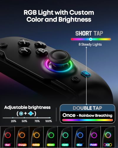Image of OIVO VGA DESIGN Switch Controller Handheld for 1 /2 /OLED, Ergonomic Grip Stretch Joypad for SW Console, Wireless Controller with TMR Joysticks, RGB Lighting, Turbo, 4 Macros & Card Slot