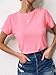 Ridshy Short Sleeve T Shirts for Women Fitted Crew Neck Tshirt Basic Ribbed Tees Shirts Fashion Casual Tops Summer Pink XL