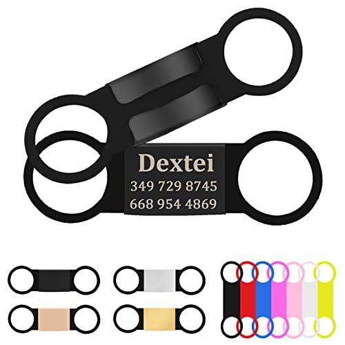 2 Pack Slide-On Pet Id Tag Dog Tags Engraved For Pets, Silent Custom Dog Name Tags Personalized Engraved, Jingle Free Stainless Steel Dog Id Tags Personalized Dog Tags & Cat Tags (Large, Black) #TOP23