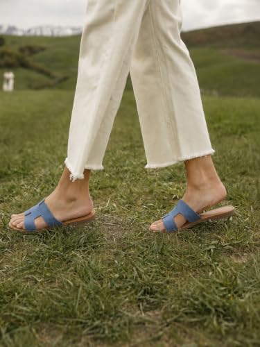 Image of Indifeet Women's Trendy Design Flat Slippers | Summer Footwear, Casual Comfort, Stylish, Daily Wear, Fashion, Slip On Flats, Denim Style Upper, Medium Width