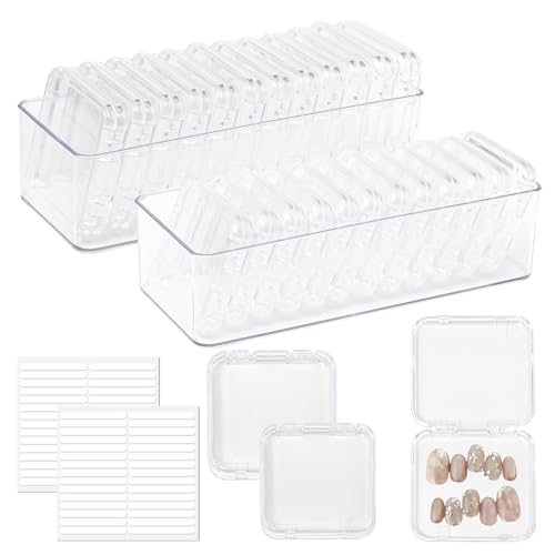 Boîte rangement acrylique ongles avec 60 adhésifs double face