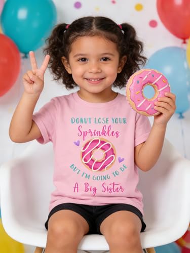 Image of Funnycokid Big Sister Shirts for Girls Pregnancy Announcement Toddler Promoted to T-Shirt 1-7 Years