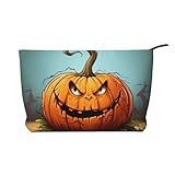 WBQLSL Angry Pumpkin Images Corduroy cosmetic bag - travel storage bag, can hold lipstick, powder and other cosmetics