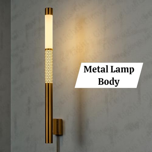 Image of Glowave Modern Golden 700mm Metal LED Long Tube Wall Light with Adjustable Height- Tricolour | Warm White, White, Natural White | (203 /GD)