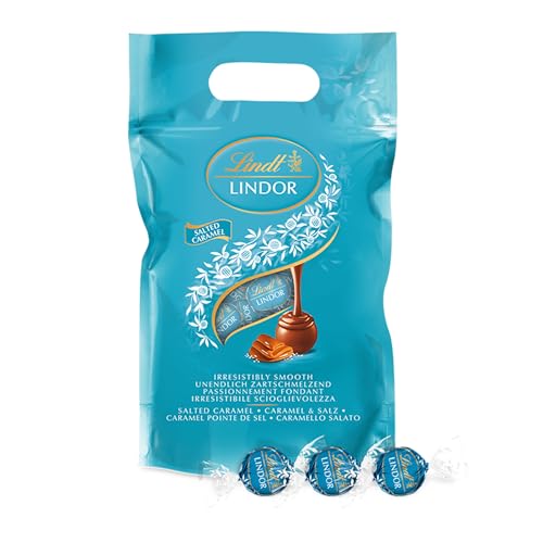 Lindt LINDOR bombones caramelo sal - Aproximadamente 80 bolas, 1kg - bombón de chocolate con relleno cremoso perfecto para compartir y regalar