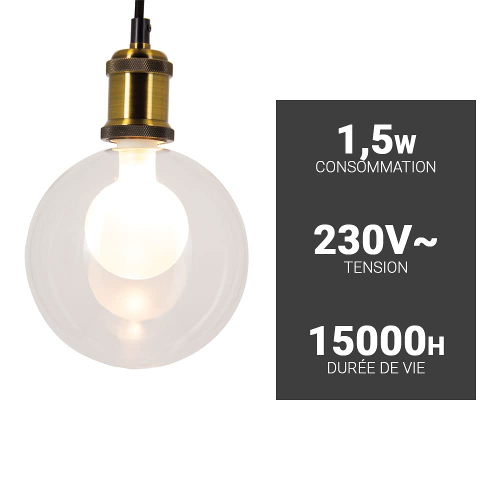 Xanlite Lampadina LED decorativa – doppio vetro – forma di globo – Attacco E27 – Bianco Neutro – Forma allungata