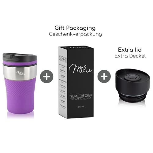 Milu thermobeker - 210 ml 100% lekvrij - isoleerbeker, koffiebeker te gaan, drinkbeker van roestvrij staal - autobeker dubbelwandige isolatie - reismokken - Travel mug (210ml, Paars) - Image 7