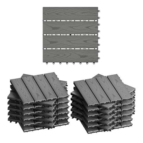 WOLTU 22 x Pavimentazione Esterna WPC ad Incastro 30x30cm,Grigio Chairo